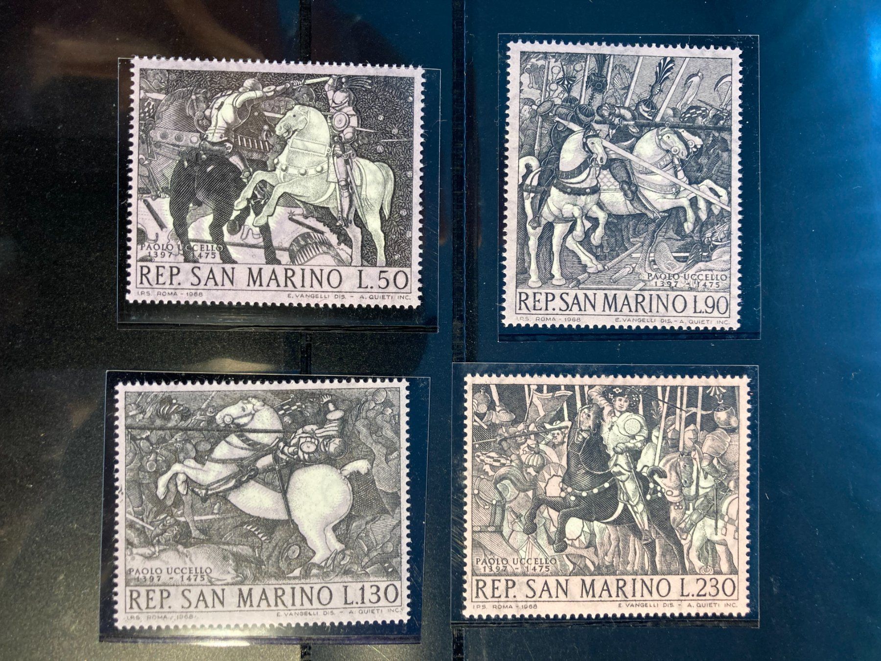 Tutti i francobolli: San Marino 1968 Satz Gemälde mit Pferden postfrisch – Nuovo (secondo la descrizione) da Liestal venduto da schnueps