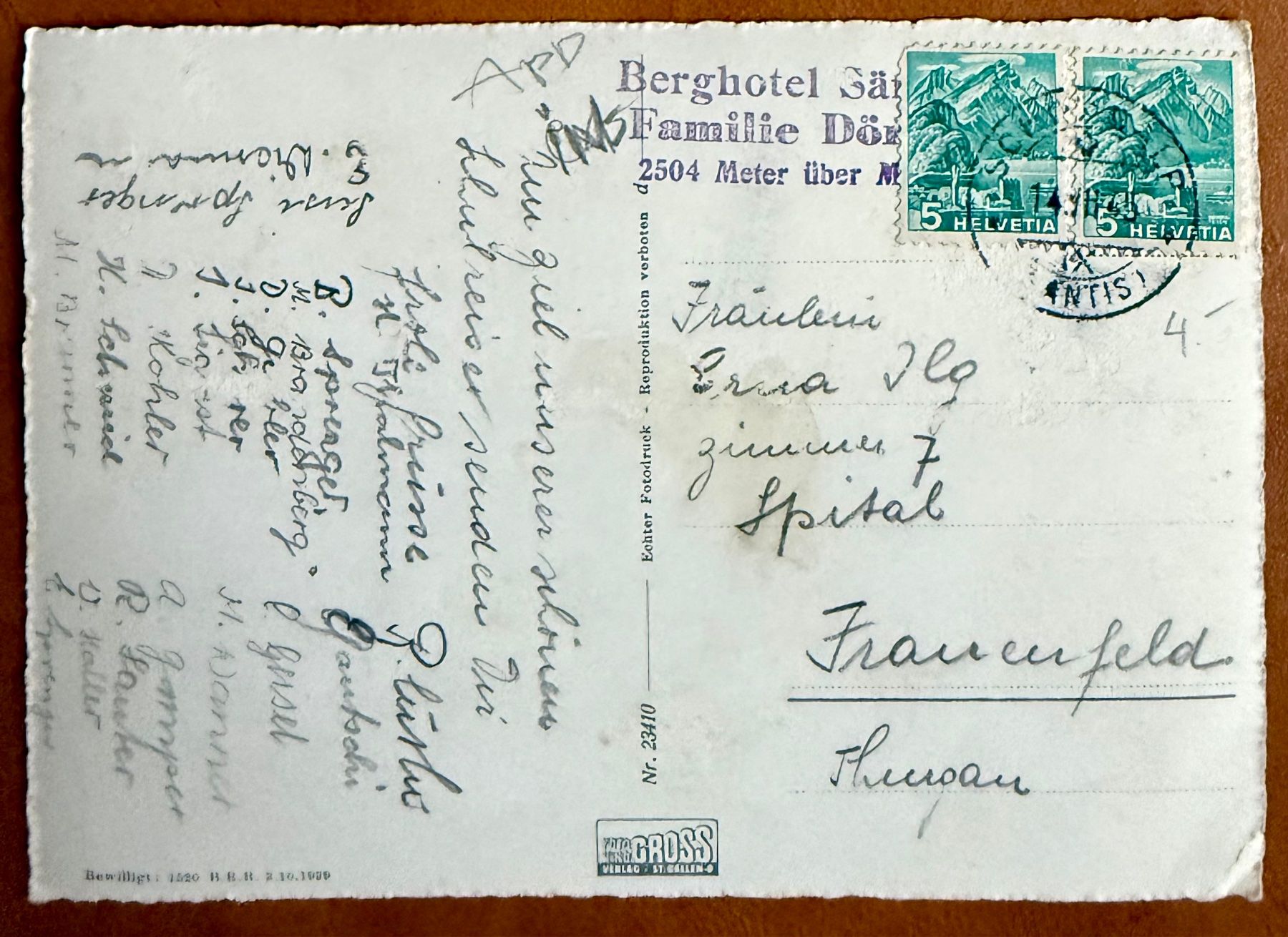 Cartoline postali: Tierwies - Säntis 1945 – Usato da Lutry venduto da Ediego 1