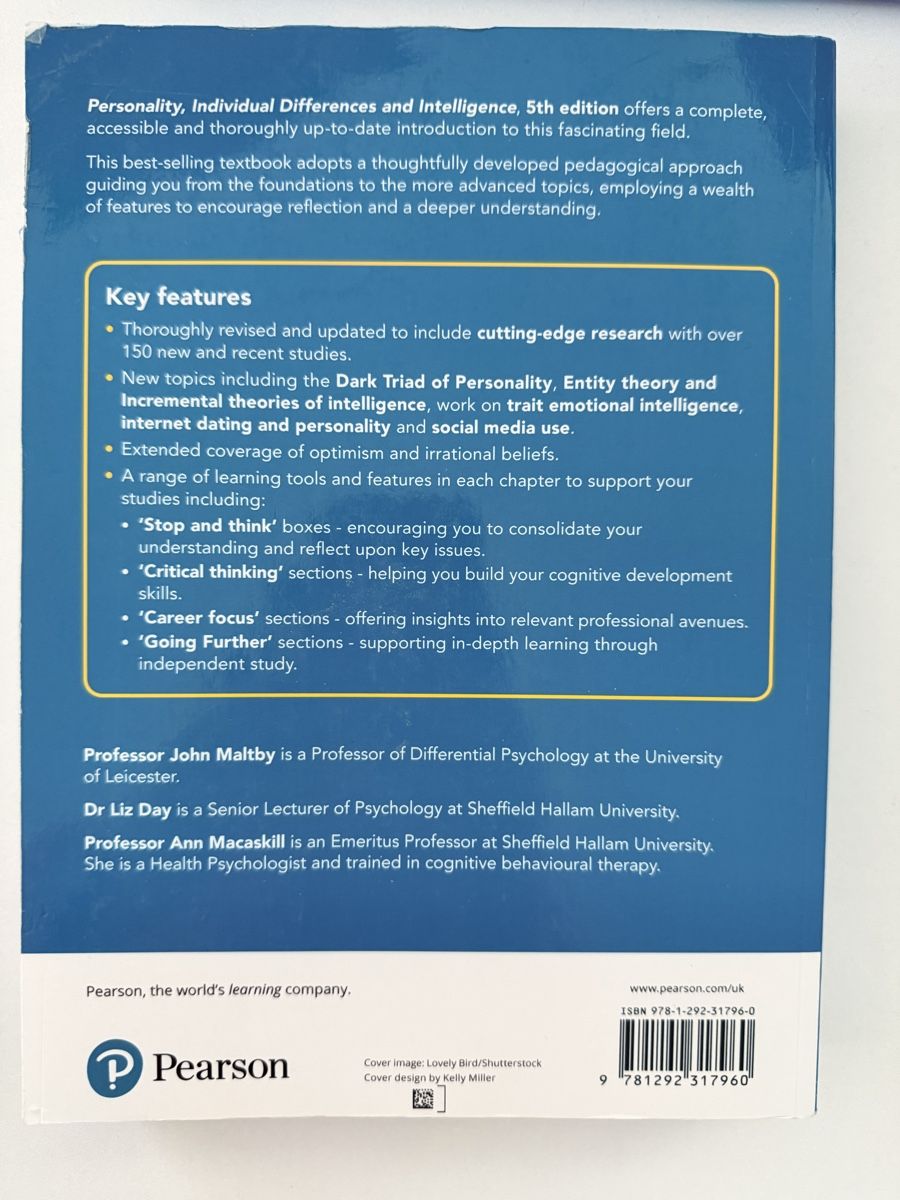 Libri: Personality, Individual Differences and Intelligence 5th Ed – Usato da Thun venduto da dar_fz6y 2