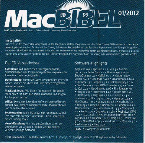 Riviste & Magazine: MacBIBEL 2012/01 mit Heft-CD – Usato da Bern venduto da MacBit77_chbe 2