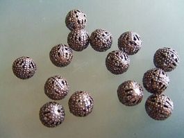 10 Hollow beads antiqued Kupfer    4mm