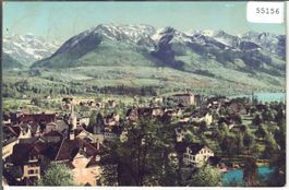 Sarnen - Blick auf See und Nünalphorn - Litho