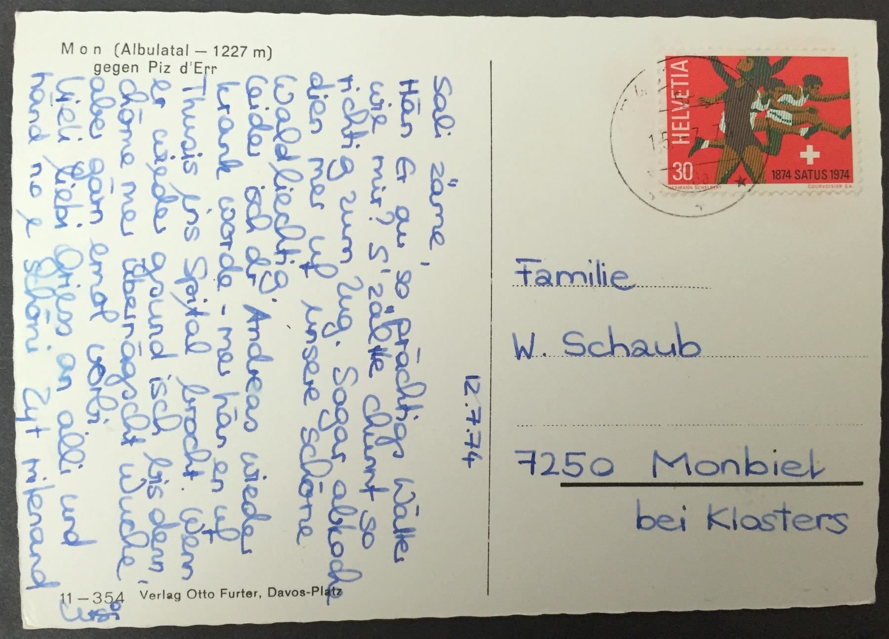 Cartes postales: MON Albulatal gegen Piz d'Err – D'occasion à Jona par philajona 1