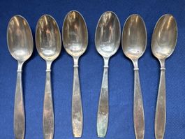 6x Silber Kaffeelöffel Hénin & Cie 925 (115g