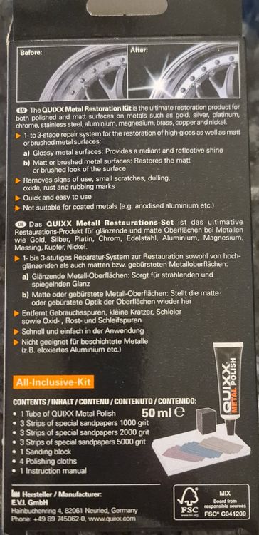 Prodotti per la cura: Quixx Metall Restaurations-Set, 50g – Nuovo e nell'imballaggio originale da Uerkheim venduto da Kaufoption 3