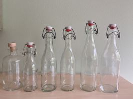 6er Set Glasflaschen mit Bügelverschluss