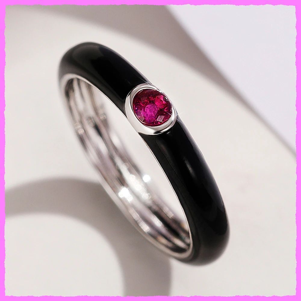 Anelli: Bezaubernder Emaille Ring mit Zirkonia – Nuovo e nell'imballaggio originale da Oberglatt ZH venduto da Diamond-Girl