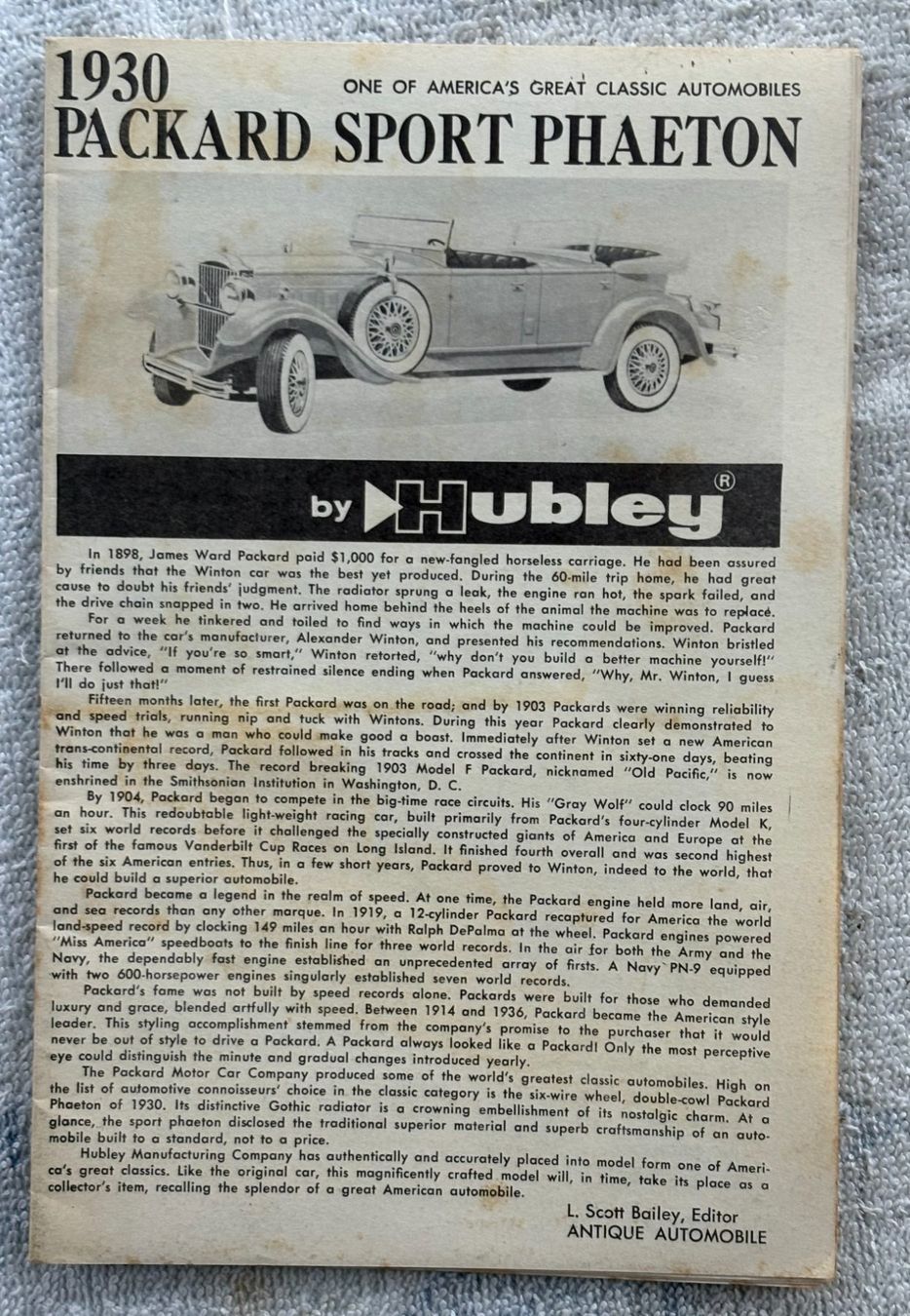 Packard Autos: PACKARD 1930 SPORT PHAETON DOKUMENT – Gebraucht aus Ostermundigen von wini63