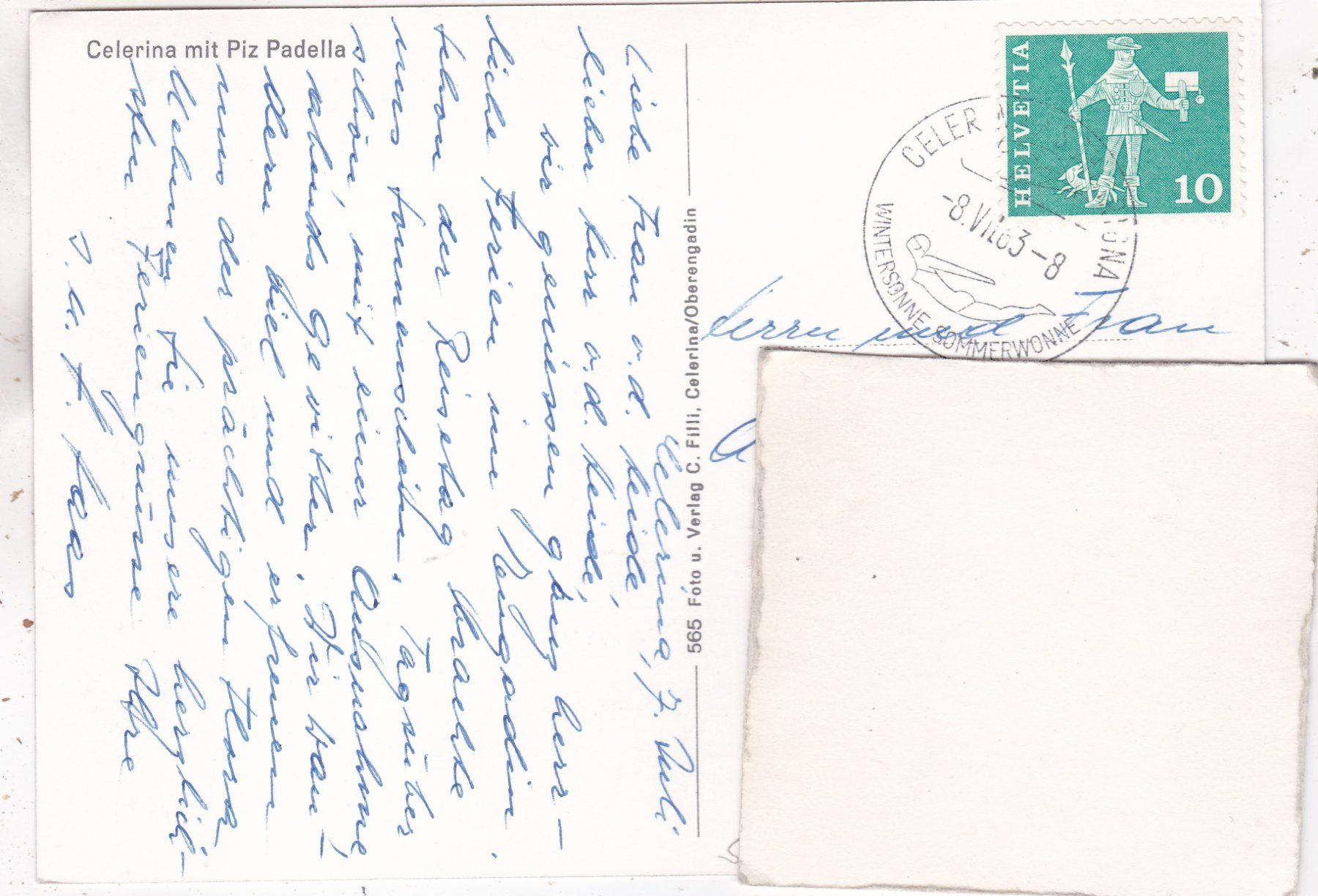 Ansichtskarten: Celerina mit Piz Padella 1963 – Gebraucht aus Herisau von Lisegrat2008 1
