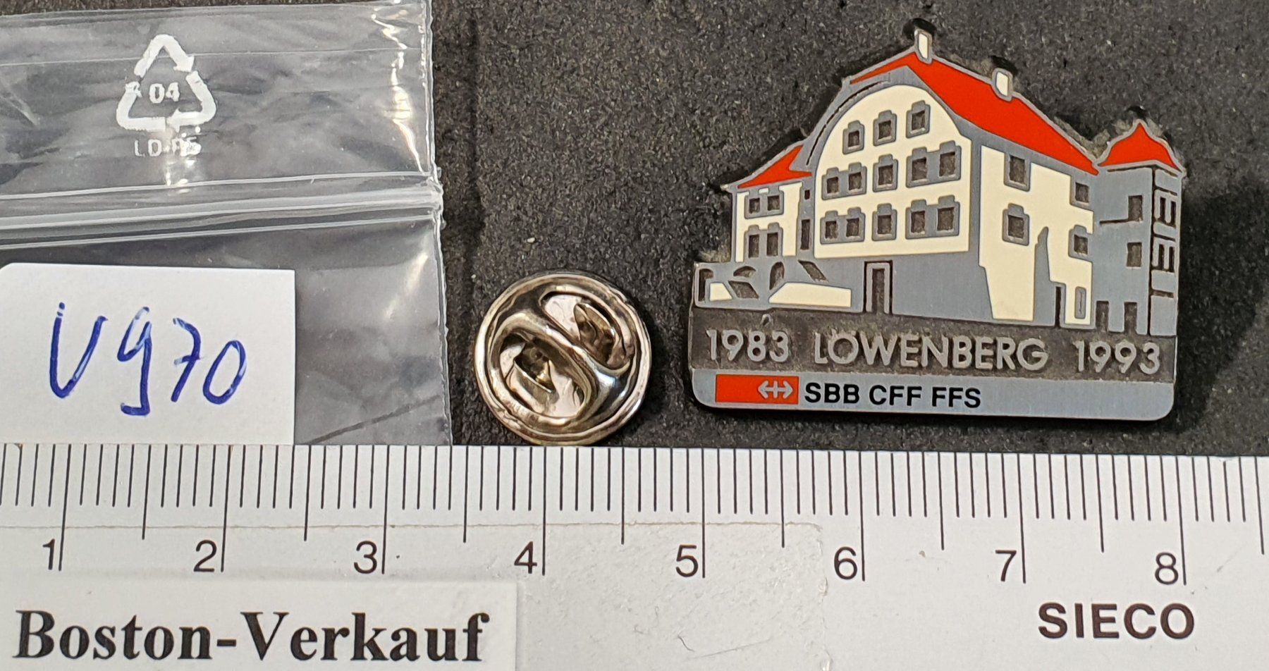 SBB/CFF/FFS Placchette & Badge: V970 - Pin SBB CFF FFS 1983 Löwenberg 1993  Nr. 229 – Usato da Reinach BL venduto da Boston-Verkauf 3