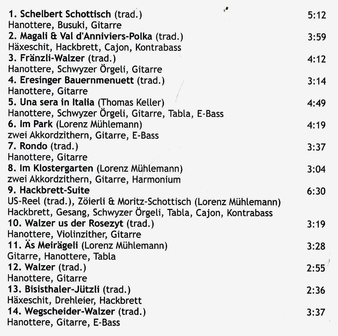 CDs: Lorenz Mühlemann HANOTTERE Halszither Dide Marfurt CD – D'occasion à Kandergrund par Sososo 3