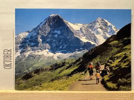 AK von Wanderweg mit Eiger & Mönch