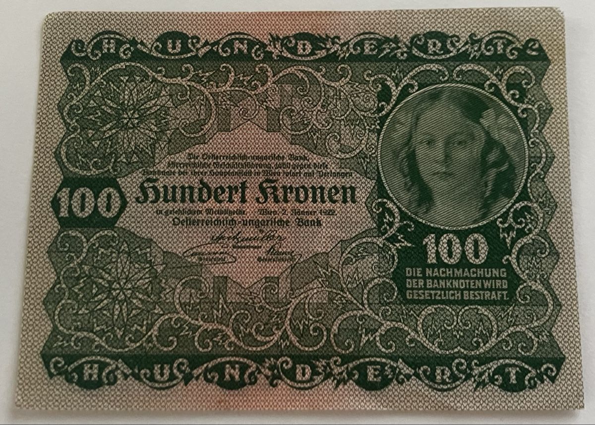 Banknoten: Österreich 100 Kronen 1922 – Gebraucht aus Algetshausen von Carrhard