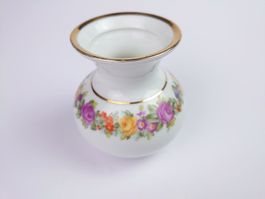 Schlegelmilch Vase Blumen und Goldrand