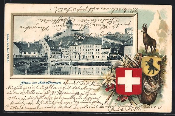 Cartoline postali: Passepartout-Lithographie Schaffhausen,  – Usato da Berlin venduto da bartko-reher