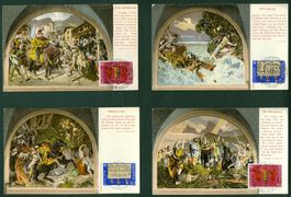 4 Litho-Künstlerkarten aus Tellkappelle; Dr. Stückelberger
