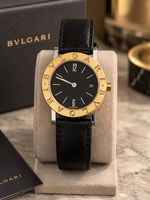 Bulgari Bulgari – Or jaune & acier – Cadran noir – Quartz