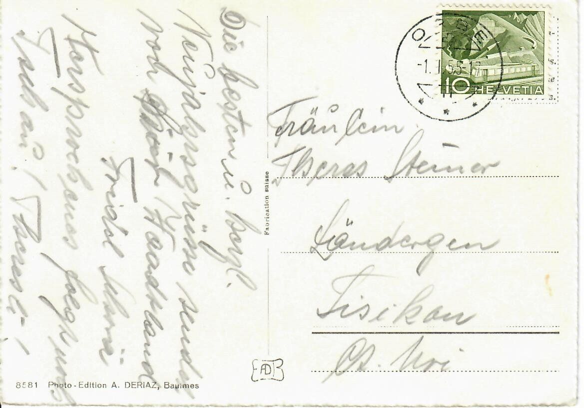 Cartoline postali: Orbe  1955 – Usato da Hochdorf venduto da Ziegel-16 1