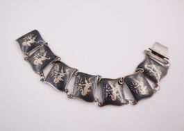 Siam Sterling Reines Silber Armband Niello Vintage