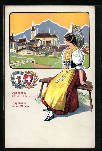Cartoline postali: Fräulein in Appenzeller Tracht – Usato da Berlin venduto da bartko-reher