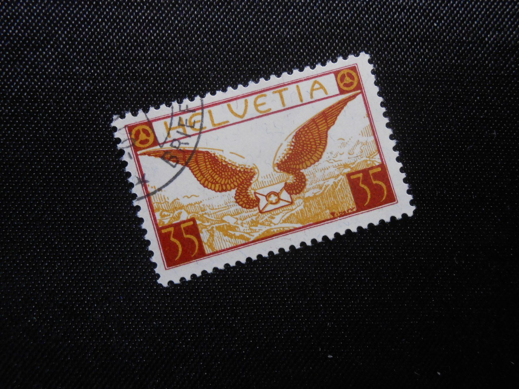 Alle Briefmarken: CH  ZNr 14   35C  Flugpost  1929  Z CHF 75 – Gebraucht aus Hallwil von pkaiser44