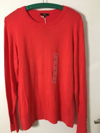 Damen Pullover in Korallenroten  Farbe Gr XL, Rundhals, NEU