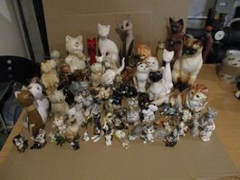Katze Katzen Sammlung Porzellan Glas Messing