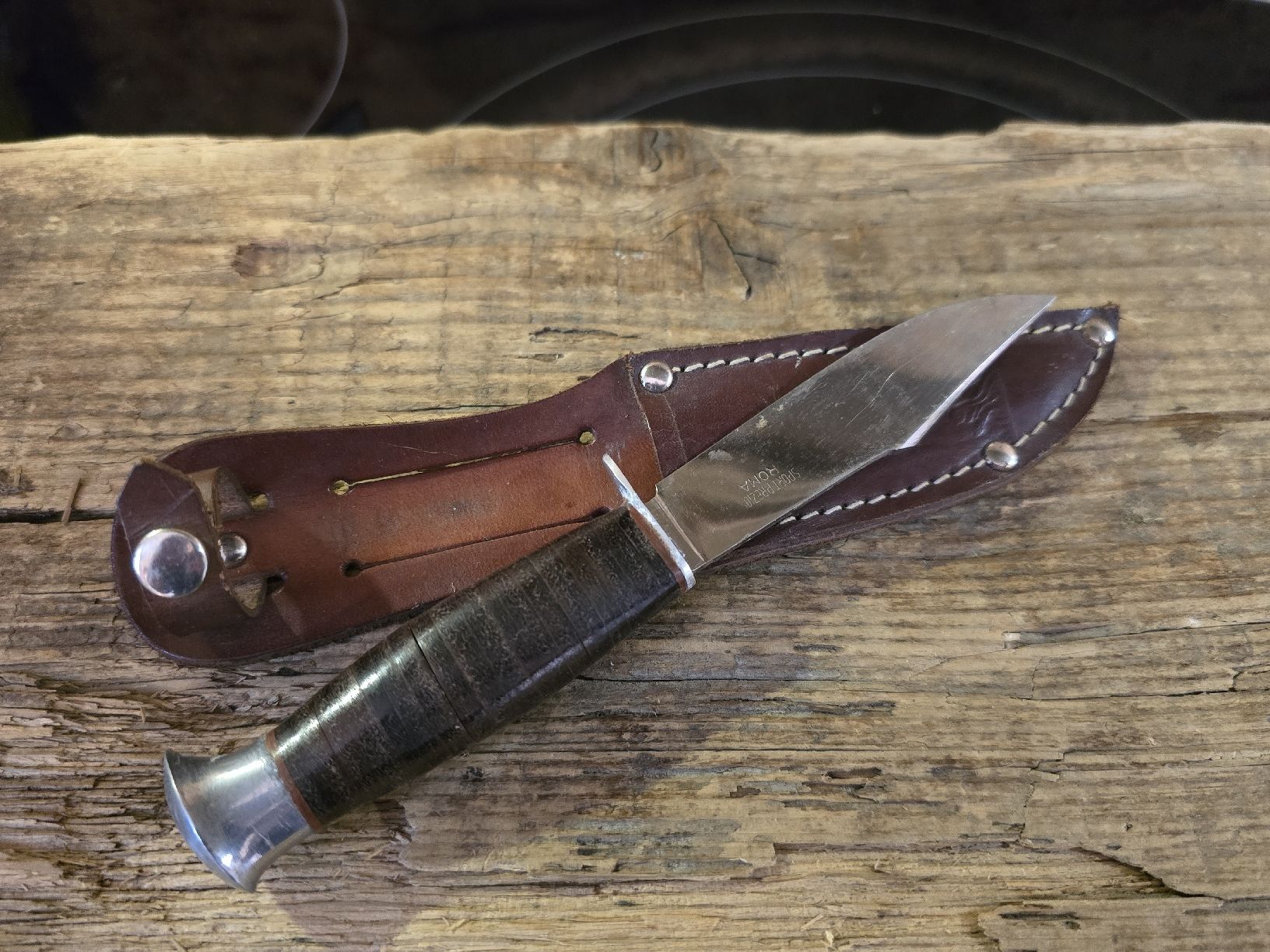 Zubehör: Messer mit Lederscheide, Jagdmesser, gebraucht 19cm. – Gebraucht aus Walkringen von Vanuca 3