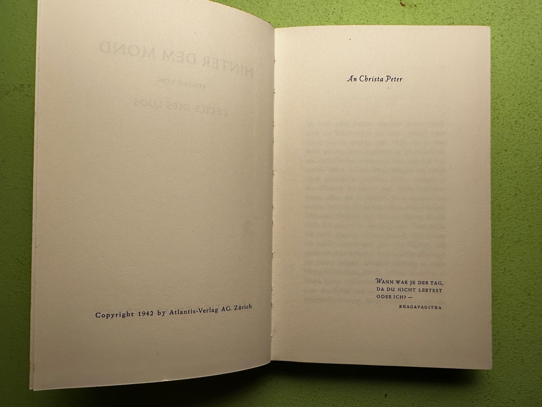 Libri: Cécile Ines Loos: Hinter dem Mond – Usato da Zürich venduto da allp 4