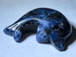 Sodalith Delphin Anhänger, Edelstein Glücksbringer, Neu! kl.