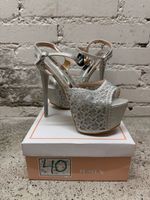 High Heels Silver Rhinestone Size 40 New In Box