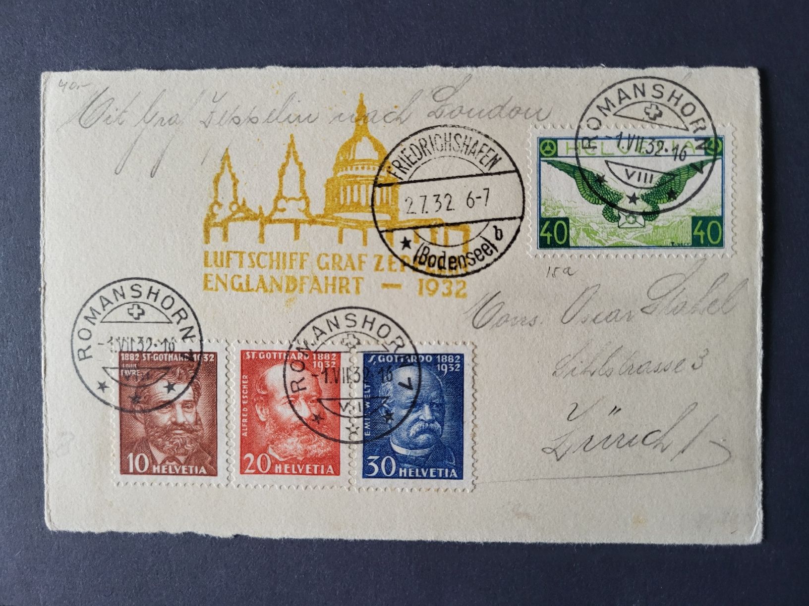Tutti i francobolli: 1932, Postkarte mit Luftschiff Graf Zeppelin – Usato da stäfa venduto da brandy66