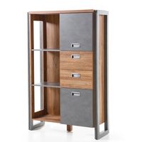 Storage Cabinet with Drawers and Shelves Wood Look Grey