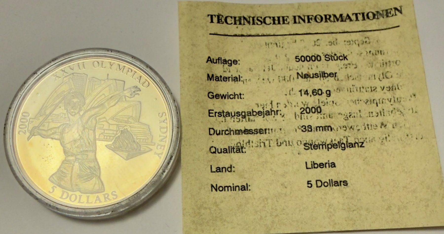 Toutes les monnaies: Liberia 5 Dollars 2000 Proof – Neuf avec emballage d'origine à Zürich par Tasmiyah 1