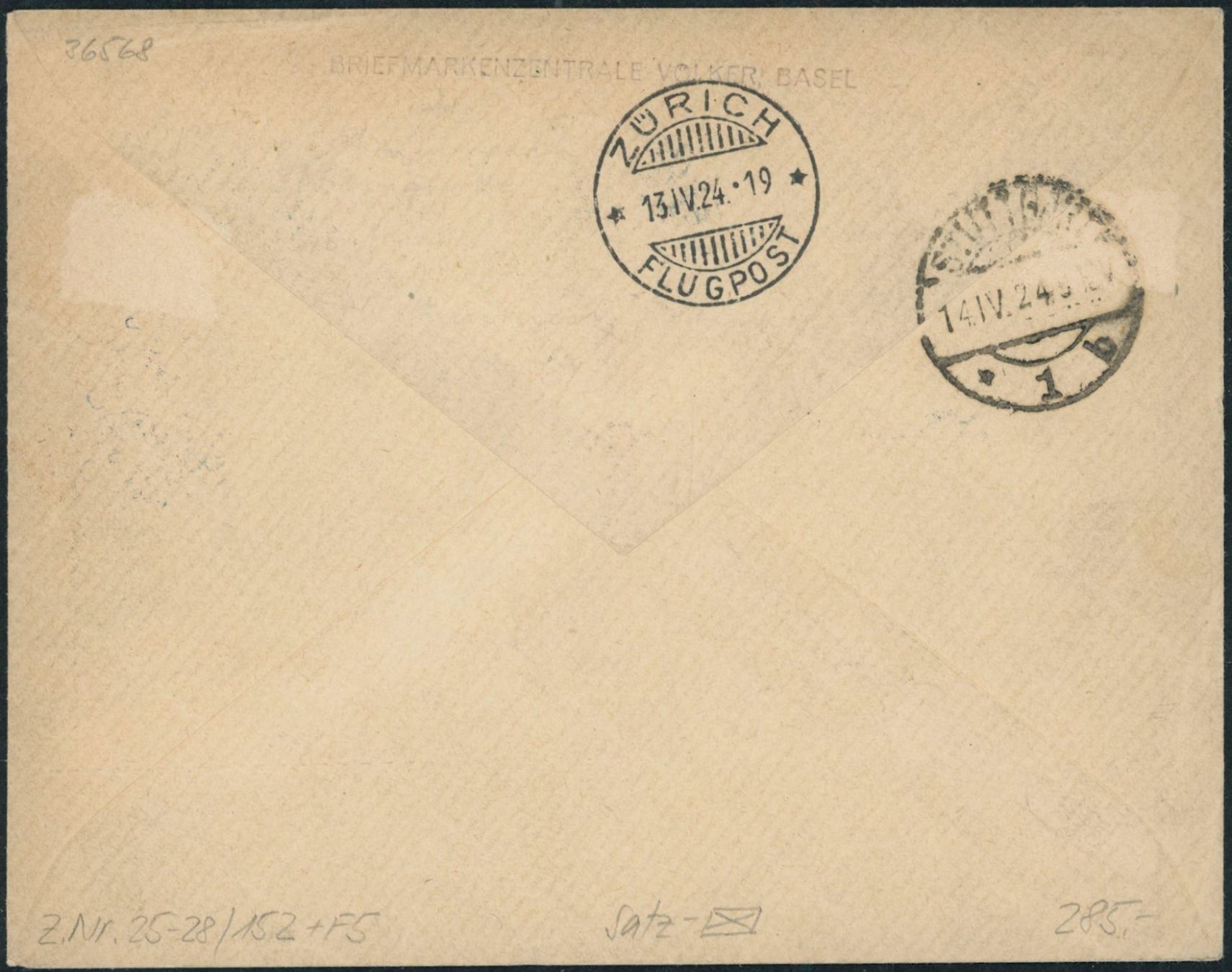 Tutti i francobolli: 1923 - Pro Juventute - Brief - MiF - Flugpost - Grenchen SO – Usato da Schindellegi venduto da leecollect 1