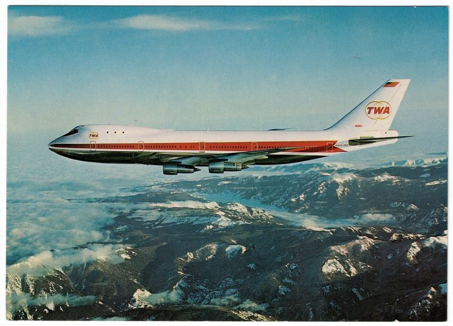Cartoline postali: TWA Boeing 747 über den Alpen – Usato da Frauenfeld venduto da POML
