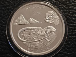 1Oz. 999. Ag EC8 St. Lucia "Whiptail Lizard" 2020 Stgl.