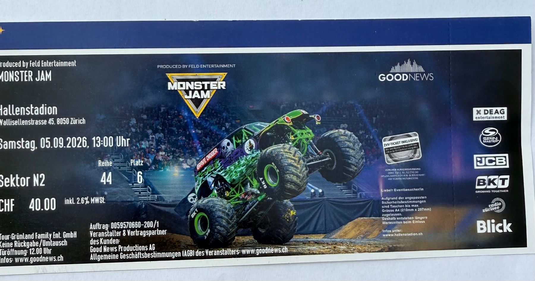 Biglietti: Monster Jam – Nuovo (secondo la descrizione) da Zäziwil venduto da sanamey