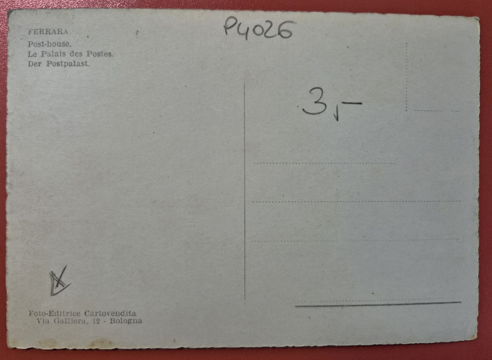 Ansichtskarten: Ferrara Palazzo delle Poste  alt/rar – Neu (gemäss Beschreibung) aus Melchnau von Arthurius 1