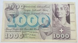 alte Schweizer 1000 Franken-Banknote vom 30. September 1954