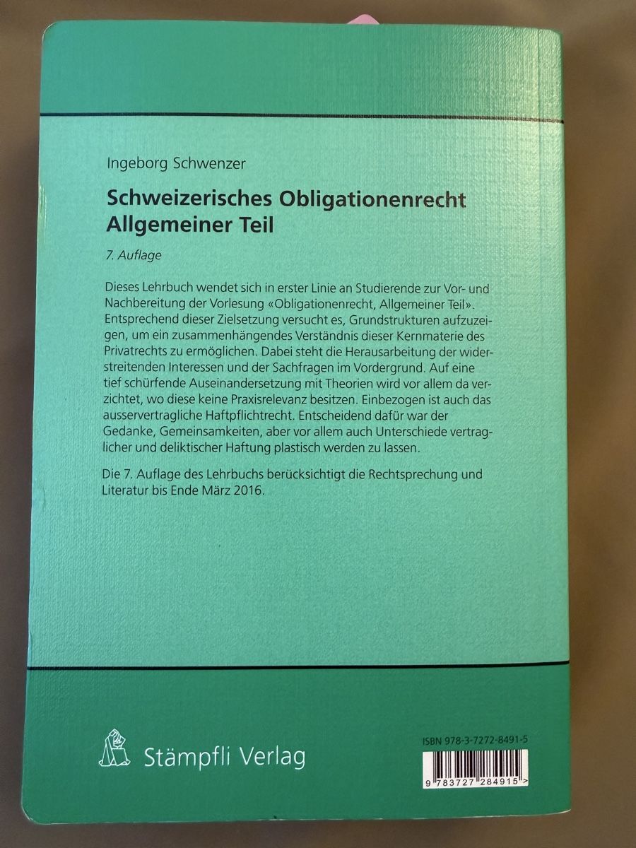 Libri: Schweizer Obligationenrecht Allgemeiner Teil 7. Auflage – Usato da Zürich venduto da sha_vw65 2