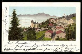Lithographie Rigi Kaltbad, Mit Nebelmeer und Pilatus
