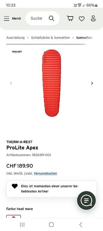 Thermarest Sacchi a pelo: 2 Therm-A-Rest Prolite Apex Grösse L NEU – Usato da Steffisburg venduto da THE-NORTH-FACE 1
