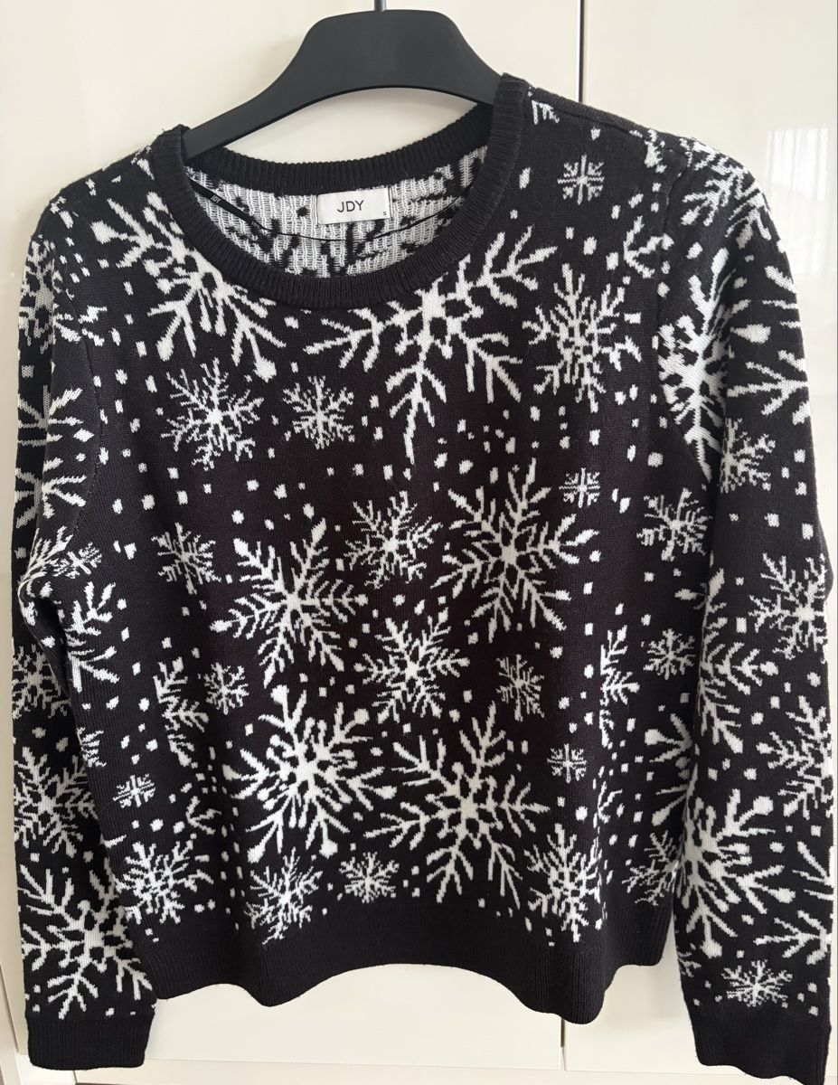 JDY Maglioni & Felpe: JDY Damen Pullover schwarz mit Schneeflocken Muster Grösse S – Nuovo (secondo la descrizione) da Wollerau venduto da Garten1957 1