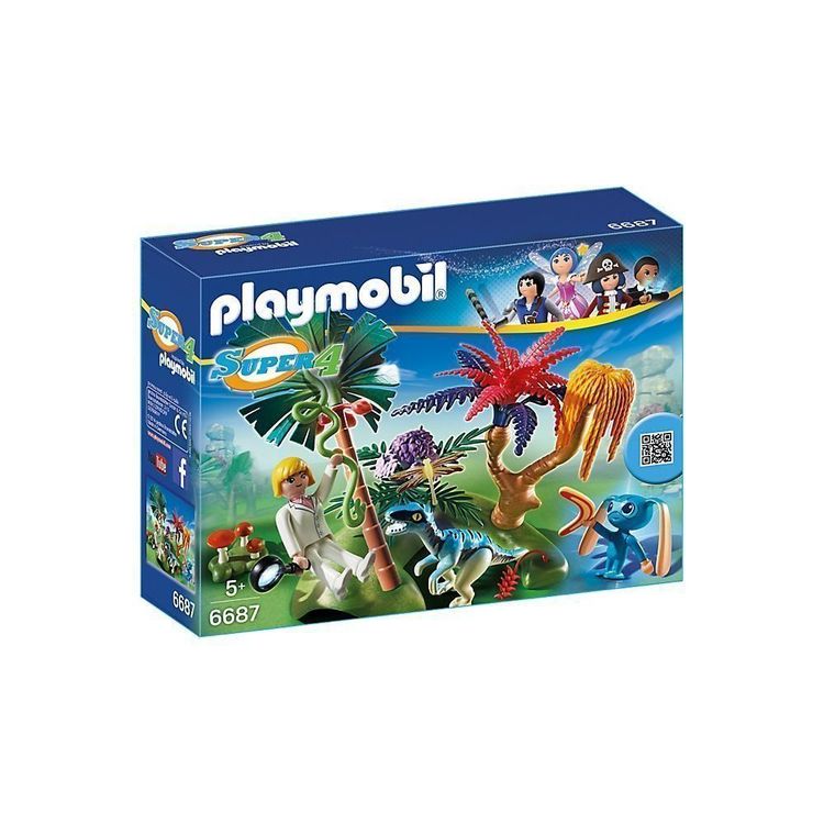 Playmobil Super 4 Lost Island Adventure Set With Alien & Raptor - Dinosaur Toy Building Kit For Kids 5+
