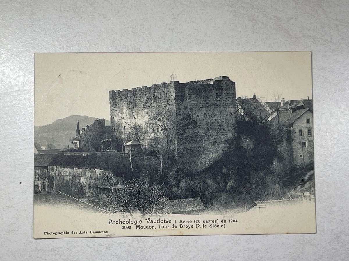 Cartoline postali: Moudon, Tour de Broye, 1904 – Usato da Strengelbach venduto da Aschatan5