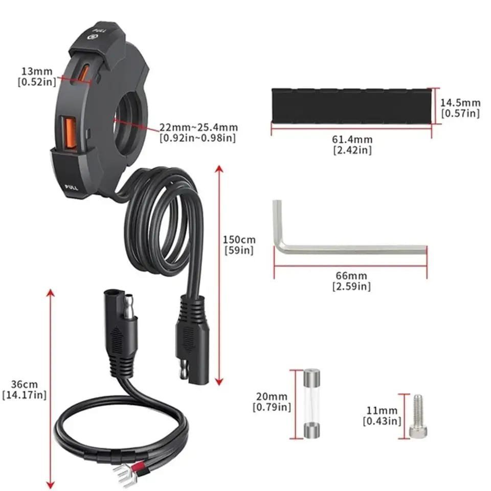 Tutti i ricambio per moto: 12V USB C Steckdosen Motorrad oder Roller – Nuovo e nell'imballaggio originale da Winterthur venduto da Neilpryde01 4