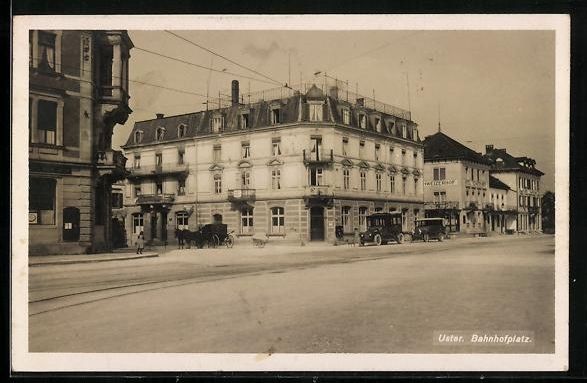 Ansichtskarten: Uster, Bahnhofplatz mit Hotel Schweizerh – Gebraucht aus Berlin von bartko-reher