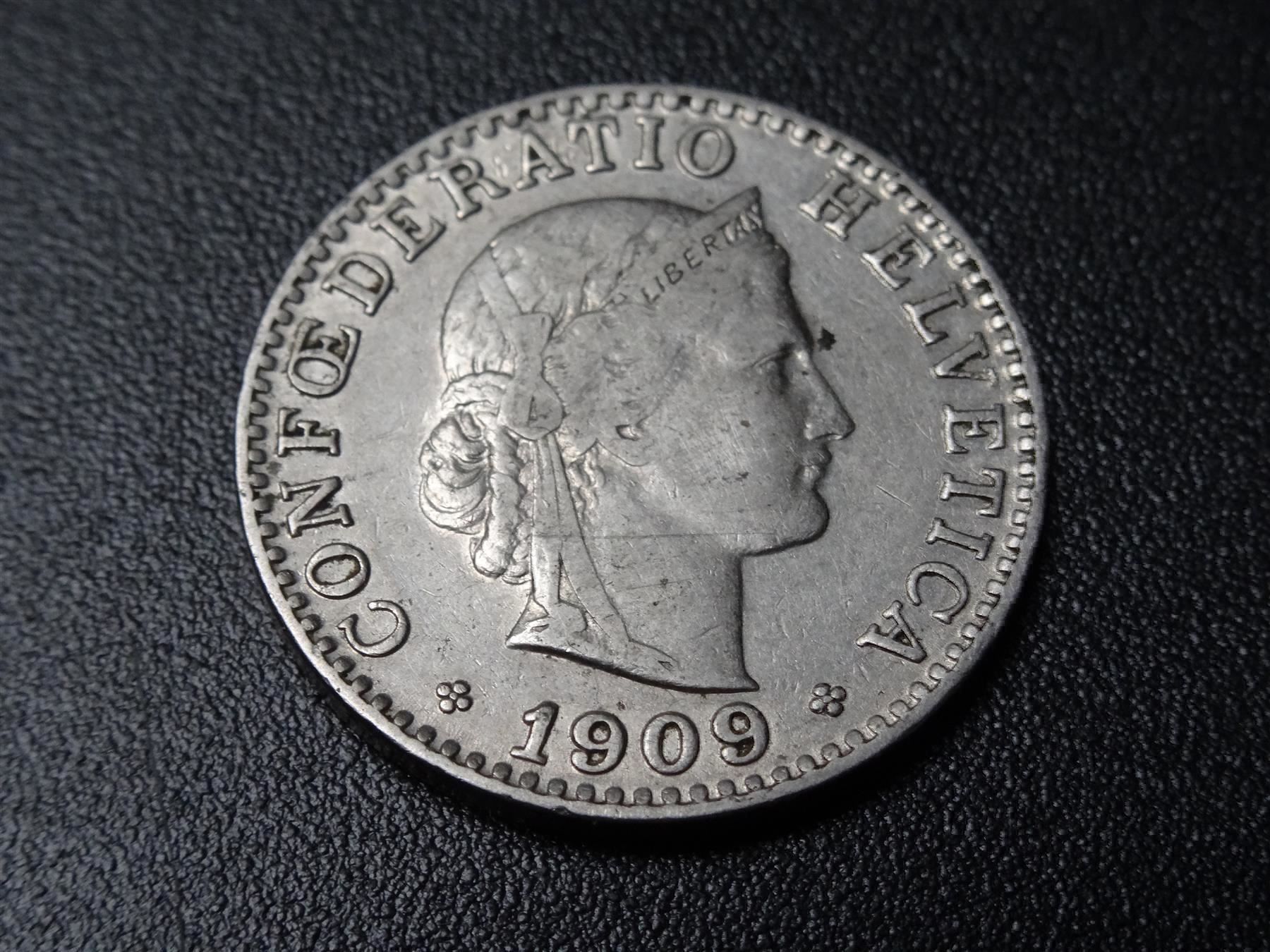 Alle Münzen: Schöner 20 Rp. 1909 ab Fr. 2.-- – Gebraucht aus Lupfig von JUTA09