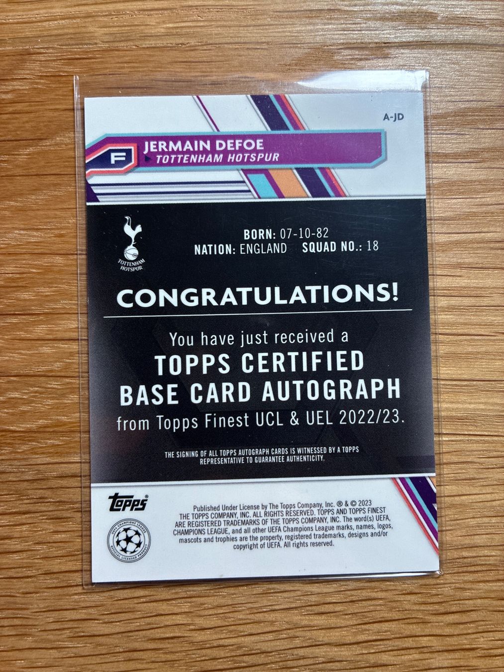 Topps Carte collezionabili: Topps Finest Jermain Defoe Tottenham Autogramm – Usato da Wangenried venduto da Garagara 1